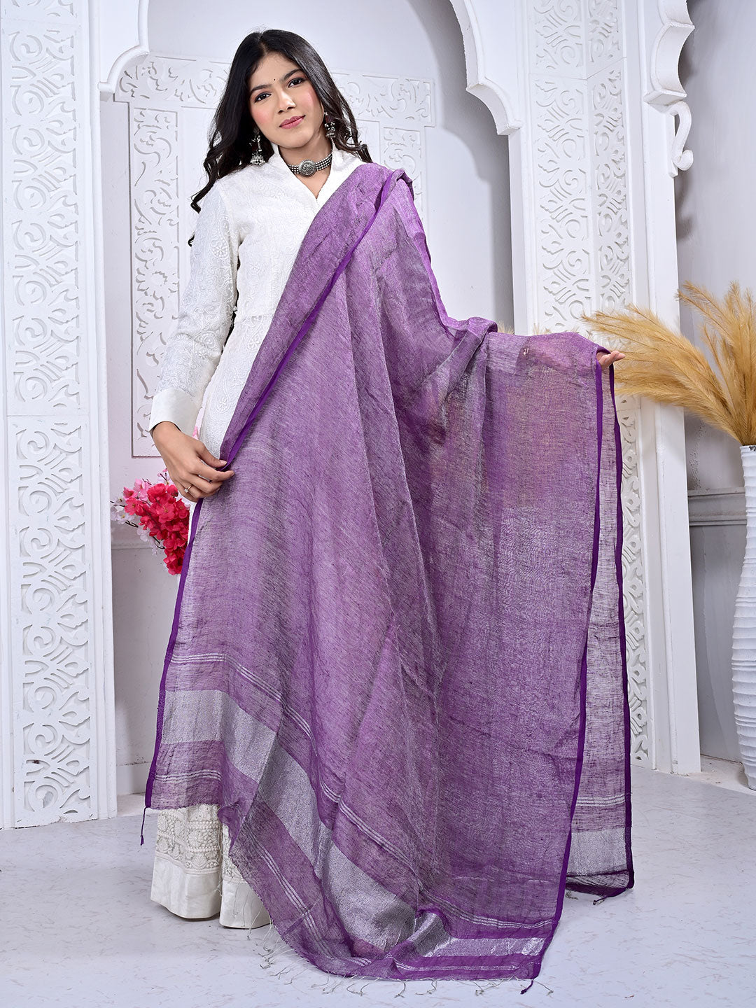 Plain Linen Dupatta