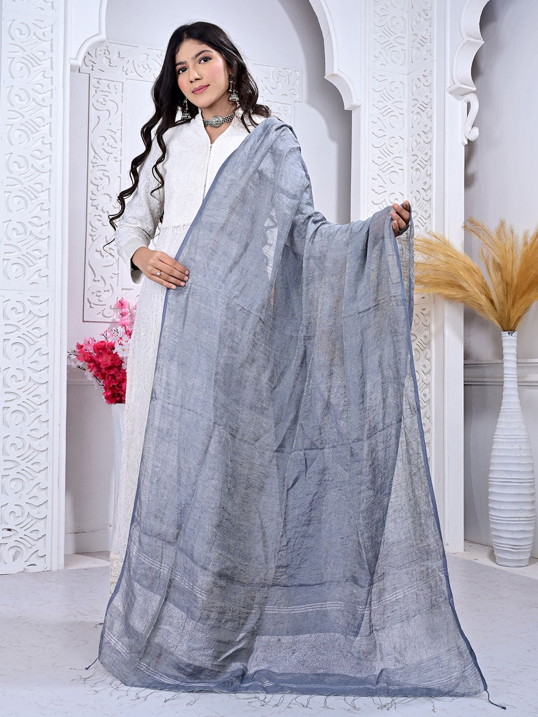 Plain Linen Dupatta