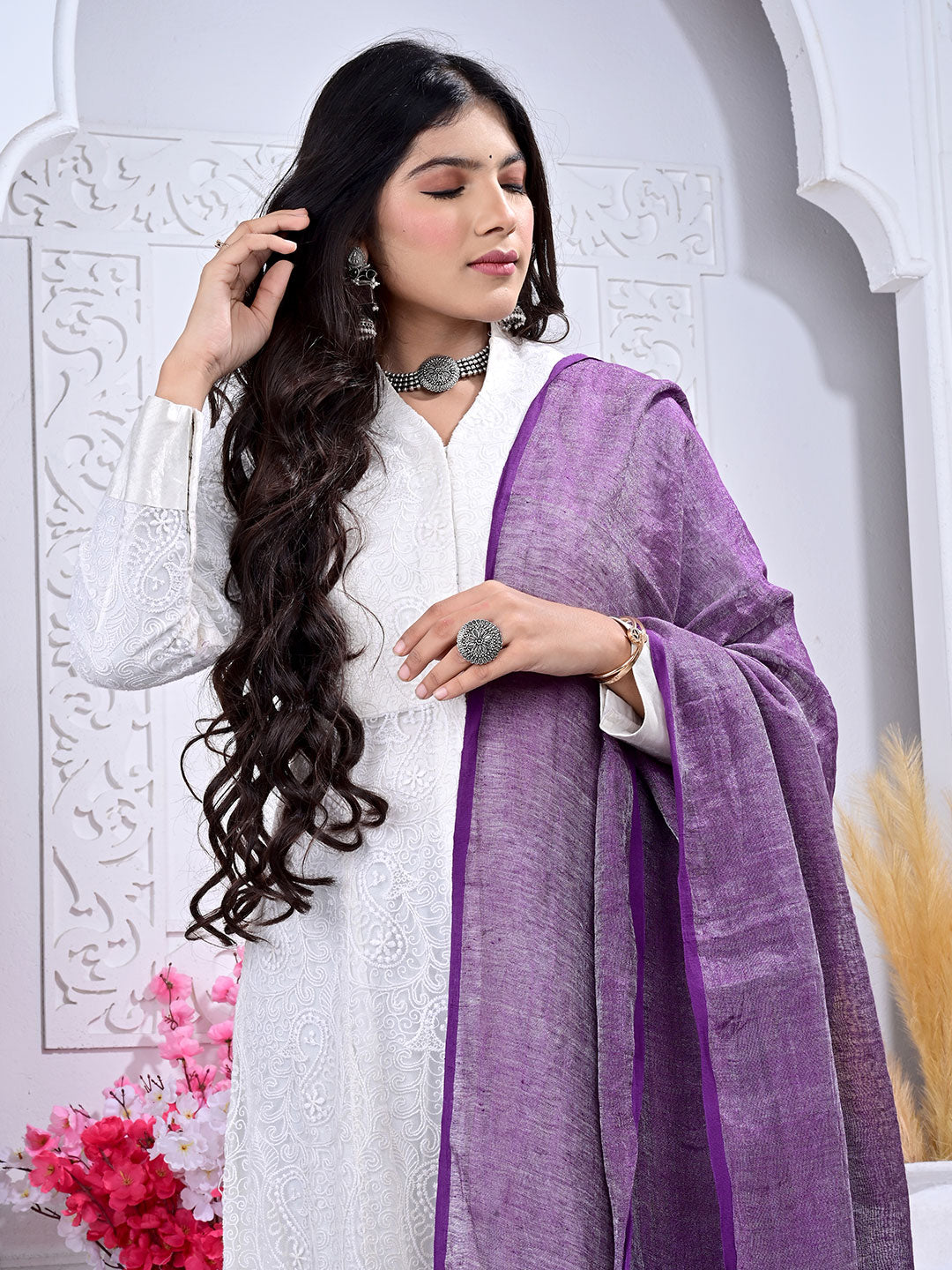 Plain Linen Dupatta