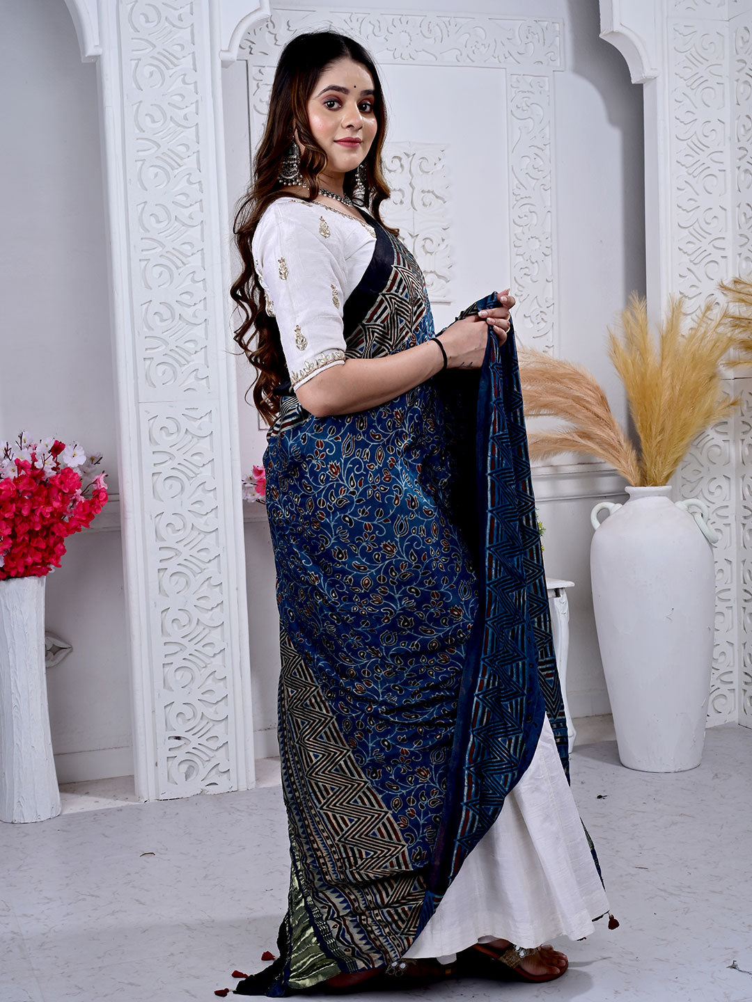 Ajrakh Hand Block Print Modal silk Dupatta