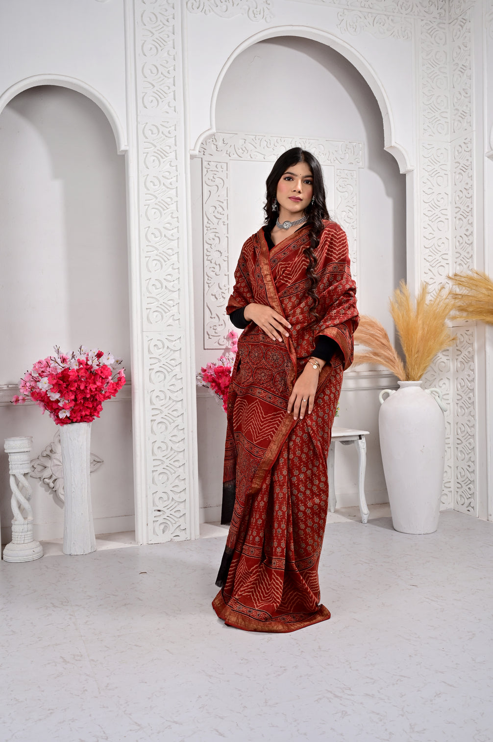 Maheswari ajrakh natural dyed sarees