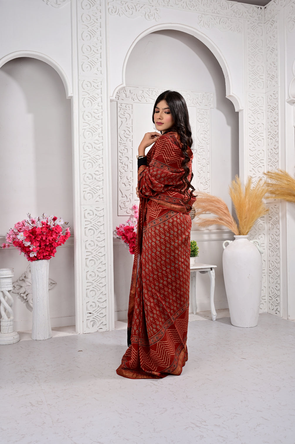 Maheswari ajrakh natural dyed sarees