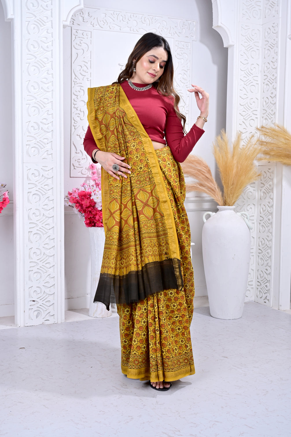 Maheswari ajrakh natural dyed sarees