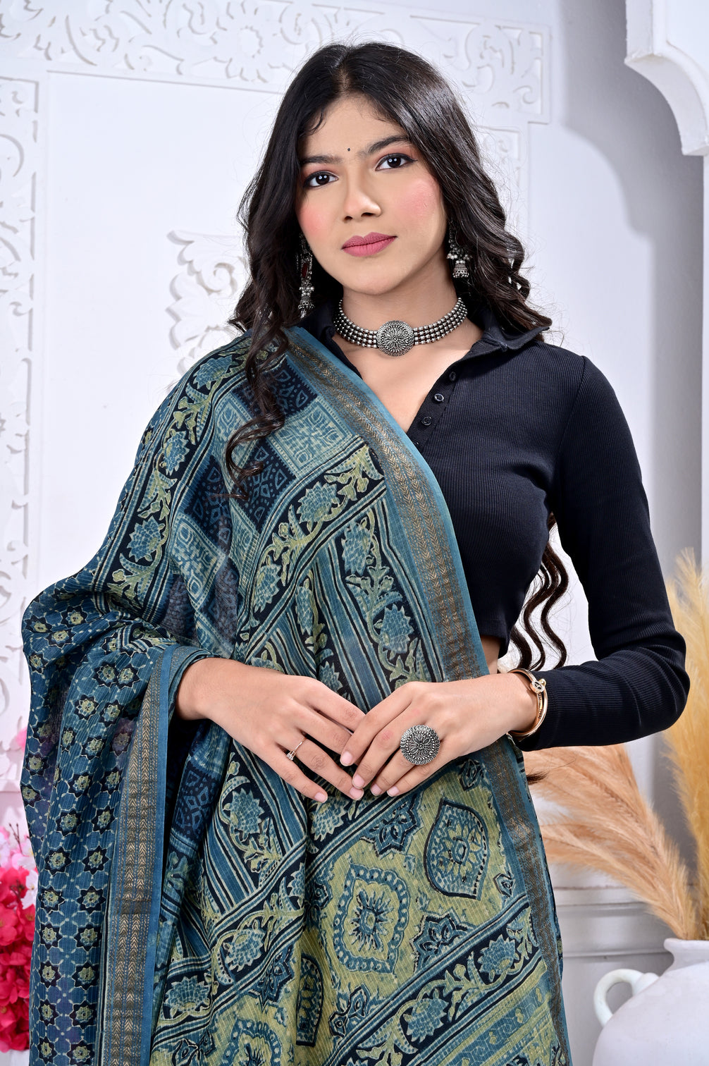 Maheswari ajrakh natural dyed sarees