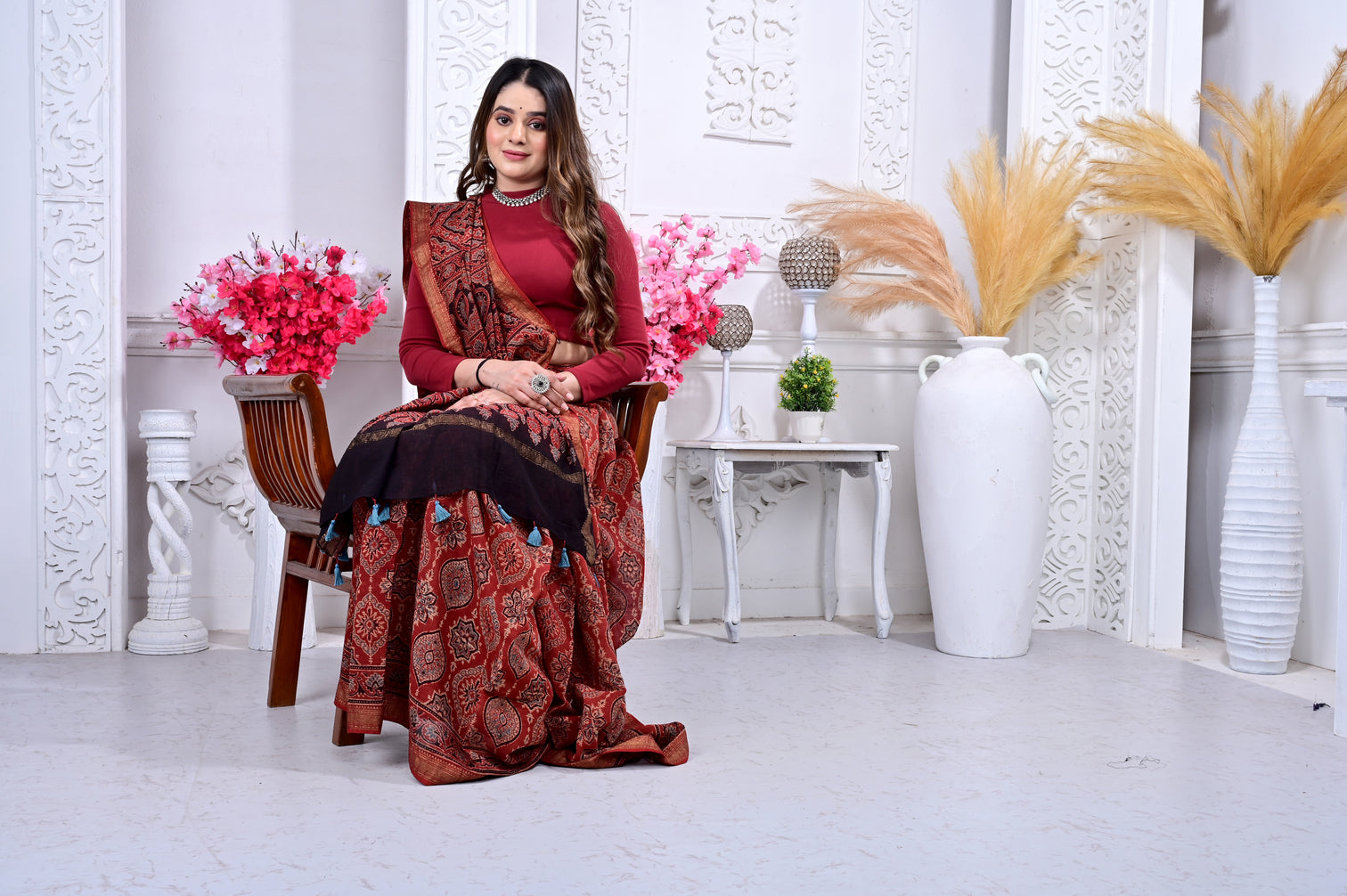 Maheswari ajrakh natural dyed sarees