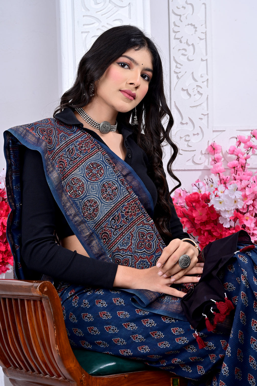 Maheswari ajrakh natural dyed sarees